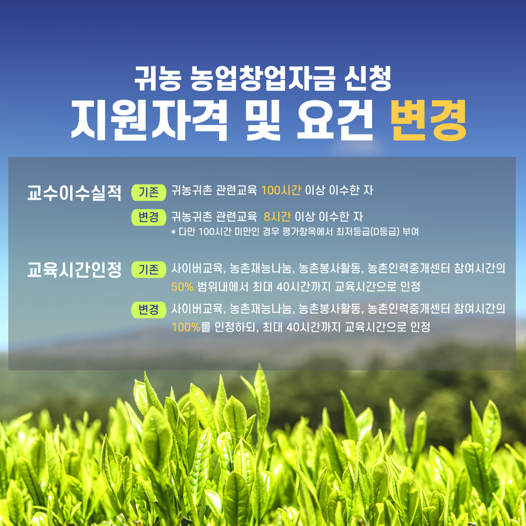 농업 창업 및 주택구입 지원사업 안내